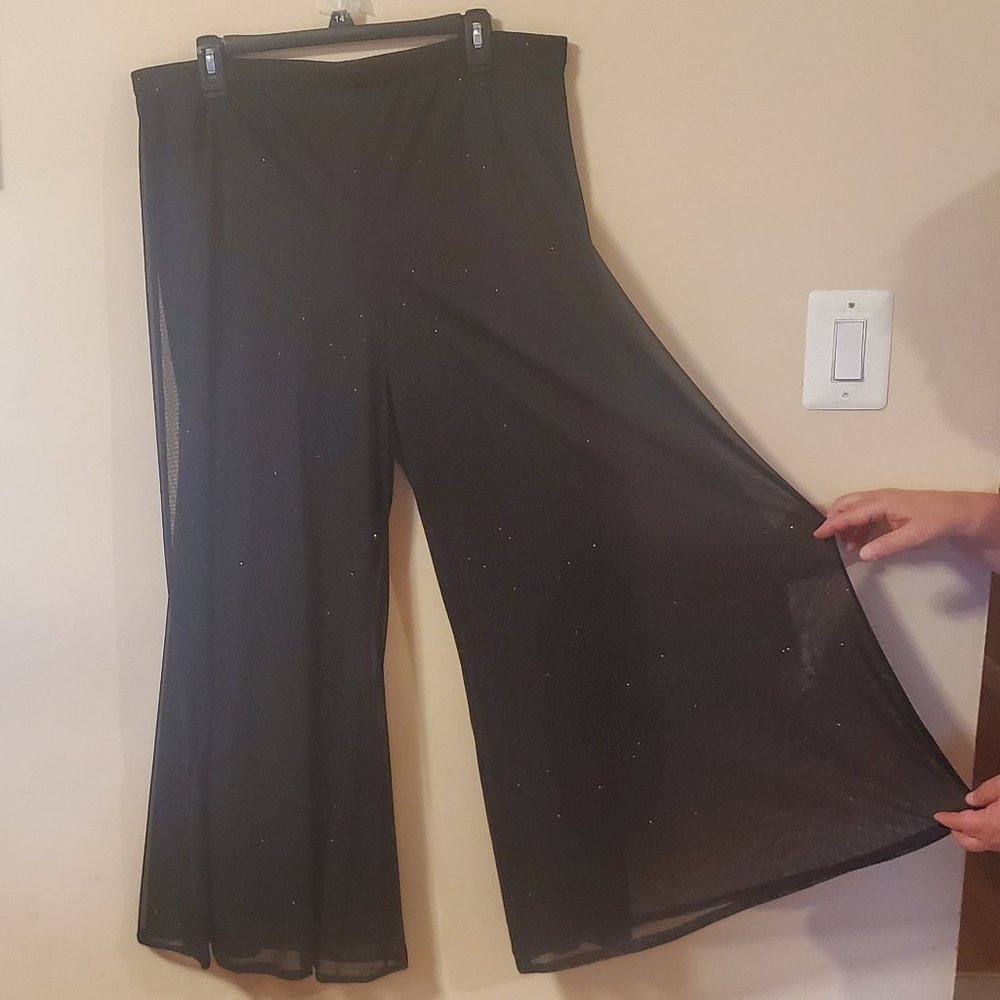 Women's Black Shimmery Palazzo Pants